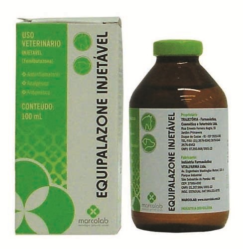 Equipalazone Injetável Frasco – ampola de vidro contendo 100 ml