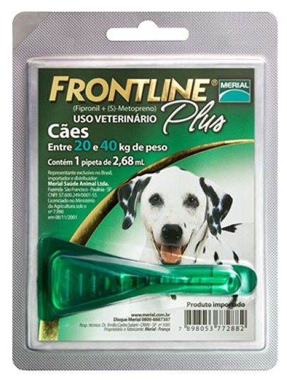 FRONTLINE PLUS CÃO G (Entre 20 e 40 kg de peso)  Pipeta - 2,68ml