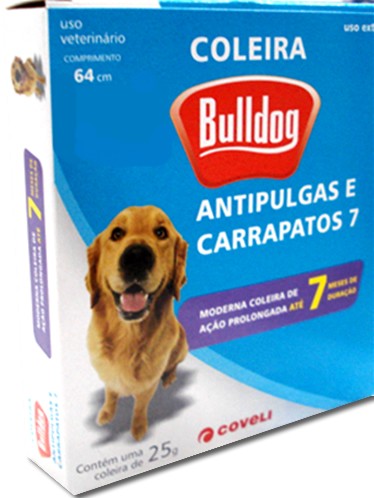 COLEIRA ANTIPULGAS E CARRAPATOS BULLDOG 7 - 25GR - PARA CÃES - 40cm 