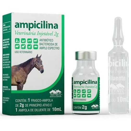 AMPICILINA VETERINÁRIA INJETÁVEL 2G - 10ml 