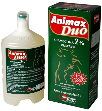 ANIMAX DUO 2% (ABAMECTINA) INJETÁVEL Frasco - 500ml